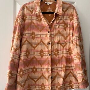 Women's Aztec Patterned Shirt - Pink and Tan